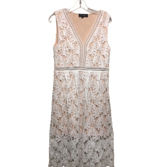 Anthropology RD Koko Romantic White Lace Overlay Cottagecore Sleeveless Dress L - Picture 15 of 15